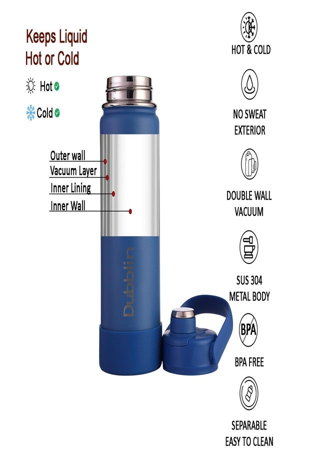 Dubblin Zoom Water Bottle 750 ml| Double Wall Vacuum Insulated Stainless Steel Bottle | Keeps Water Hot & Cold | No Sweat | Leak Proof | BPA Free, Color-Blue - Image 2